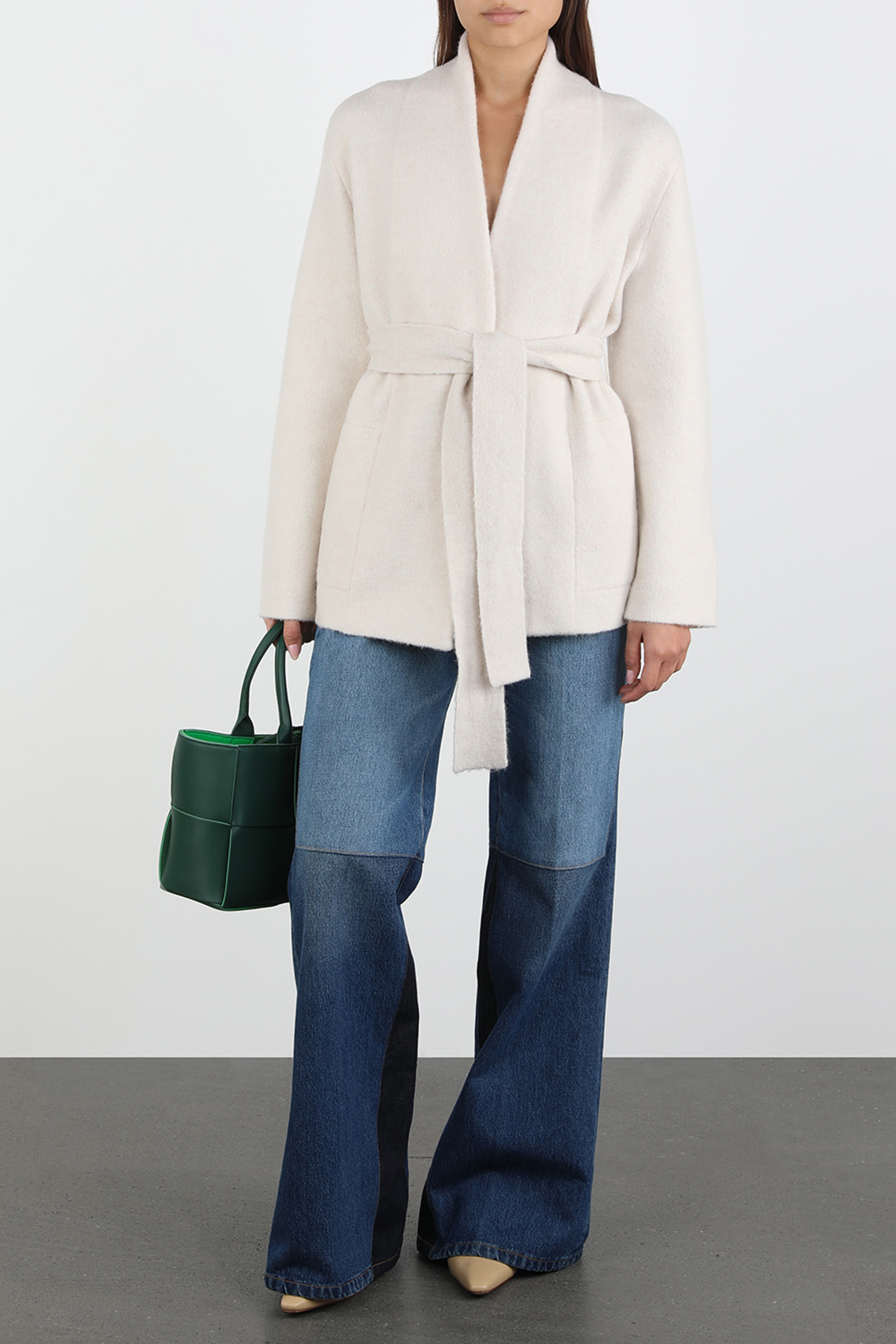 Belted Cardigan Coat in Oof White